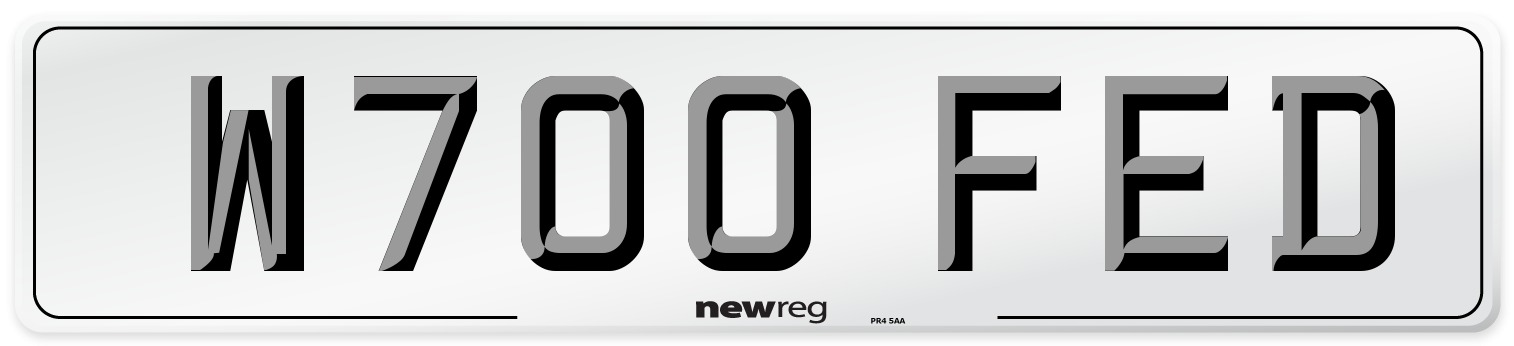 W700 FED Number Plate from New Reg